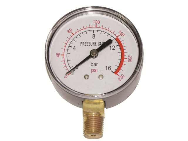 ENVIRON- Manometer 1/4 ØDN50 Anschluss von unten, 0-16 bar, Druckluft  und Wasser Vakuum