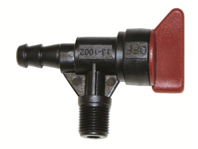 Benzinhahn Ø M12x1 mm Kunststoff-Knopf 90° Anschluss: Ø=6mm
